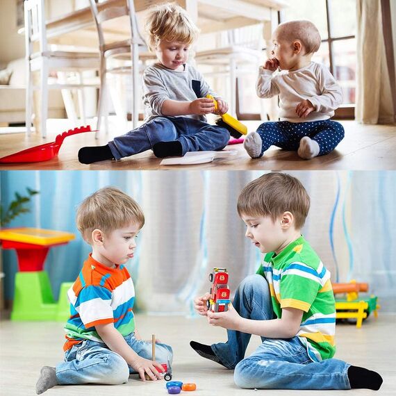 ELUTONG 12 Paar Socken Kinder Baby Jungen Socken ABS Antirutsch Anti-Rutsch Kleinkinder Babysocken für 7-10 Jahre
