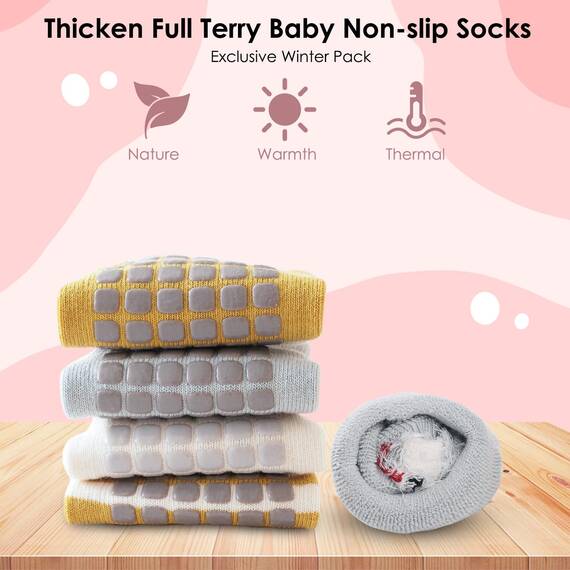 Simpeak Socken Baby, ABS Socken Baby Anti Rutsch, Rutschfeste Babysocken Junge Mädchen, Stoppersocken Baby 0-12 Monate, Dicker Herbstwinter, S, Set 6