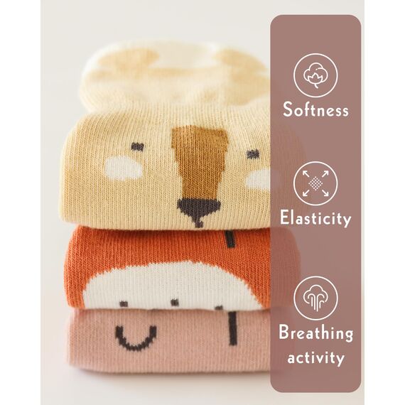 Kyopp 5 Paar Stoppersocken Baby Kleinkinder ABS rutschfeste Socken Tiermotive Kindersocken Animals Baumwolle Crew Socks
