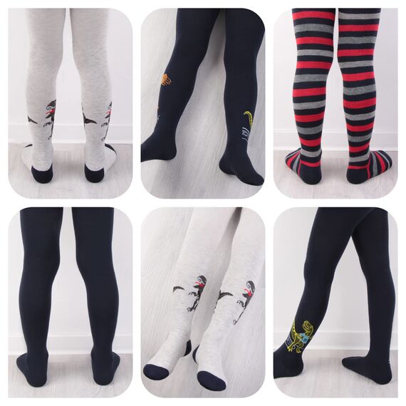 L&K-II 6er Kinder Jungen Strumpfhose Strickstrumpfhose mehrfarbig 2734 98-104