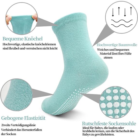 ELUTONG 12 Paar Socken Kinder Baby Jungen Socken ABS Antirutsch Anti-Rutsch Kleinkinder Babysocken für 3-5 Jahre