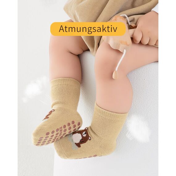 Kyopp 5 Paar Stoppersocken Baby ABS rutschfeste Socken Baumwolle Kinder Socks