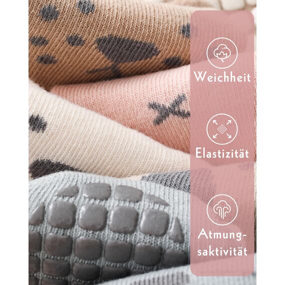 Kyopp 10 Paar Stoppersocken Baby Kleinkinder ABS rutschfeste Socken Klassisch Baumwolle Socks