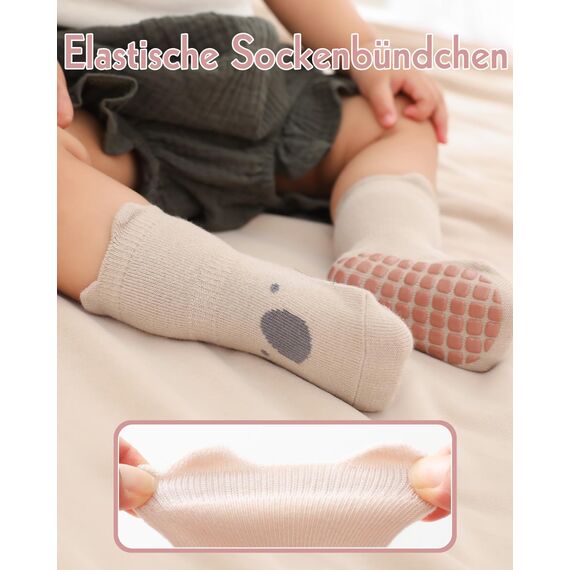 Kyopp 10 Paar Stoppersocken Baby Kleinkinder ABS rutschfeste Socken Klassisch Baumwolle Socks