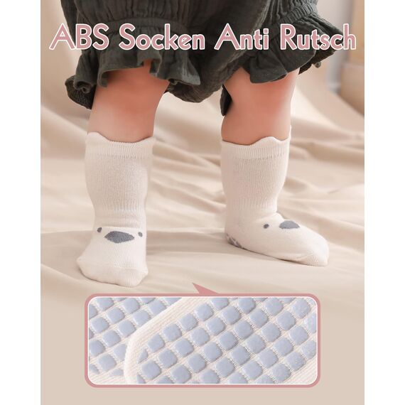 Kyopp 10 Paar Stoppersocken Baby Kleinkinder ABS rutschfeste Socken Klassisch Baumwolle Socks