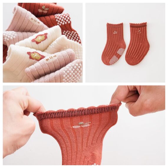 J Poqobog Rutschfeste Socken für Baby Mädchen Jungen 9 Paar Kinder Anti Rutsch abs Socken Sportsocken Stoppersocken (12-24 Monate,Mädchen2-9P)