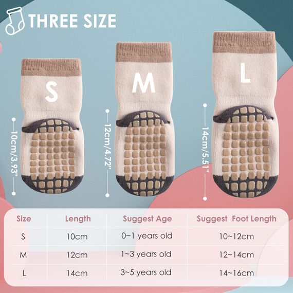 Simpeak Socken Baby, ABS Socken Baby Anti Rutsch, Rutschfeste Babysocken Junge Mädchen, Stoppersocken Baby 0-12 Monate, Dicker Herbstwinter, S