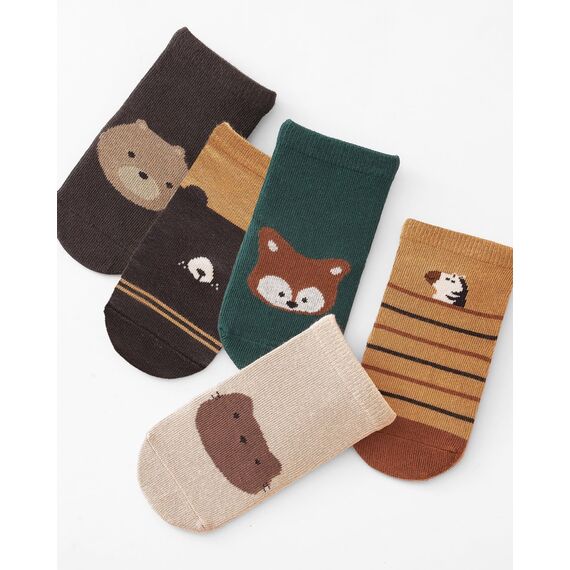 Kyopp 5 Paar Stoppersocken Baby Kleinkinder ABS rutschfeste Socken Tiermotive Kindersocken Animals Baumwolle Crew Socks
