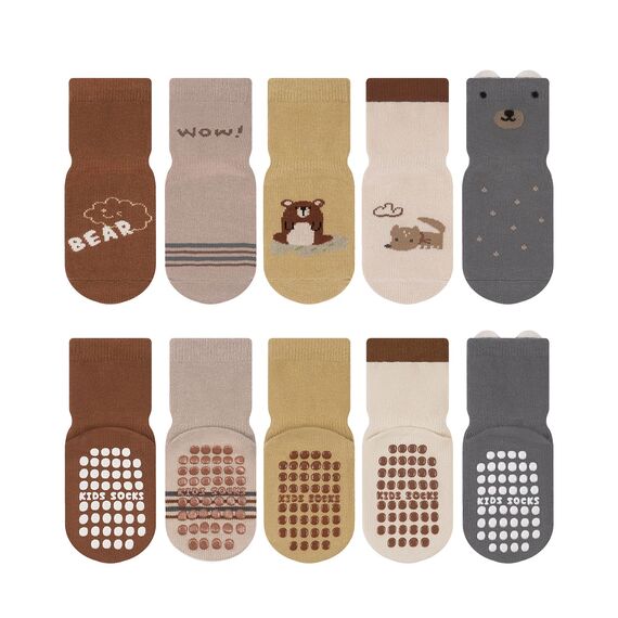 Kyopp 5 Paar Stoppersocken Baby ABS rutschfeste Socken Baumwolle Kinder Socks