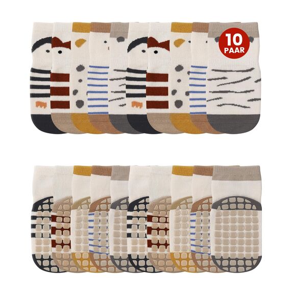 Kyopp 10 Paar Stoppersocken Baby Kleinkinder ABS rutschfeste Socken Gestreift Baumwolle Socks