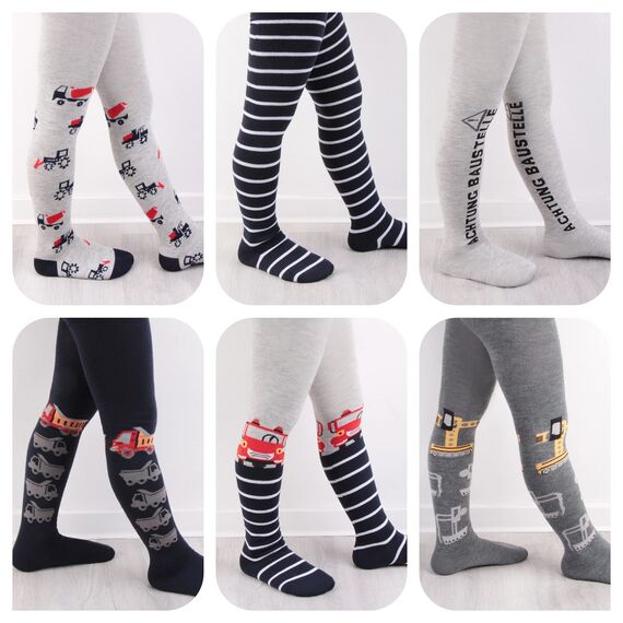 L&K-II 6er Kinder Jungen Strumpfhose Strickstrumpfhose mehrfarbig 2735 110-116