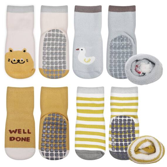 Simpeak Socken Baby, ABS Socken Baby Anti Rutsch, Rutschfeste Babysocken Junge Mädchen, Stoppersocken Baby 0-12 Monate, Dicker Herbstwinter, S, Set 6