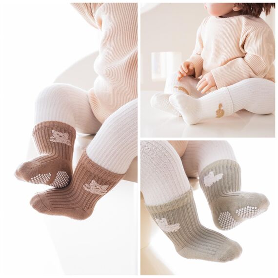 J Poqobog Rutschfeste Socken für Baby Mädchen Jungen 9 Paar Kinder Anti Rutsch abs Socken Sportsocken Stoppersocken (2-3 Jahre,Mädchen-9P)