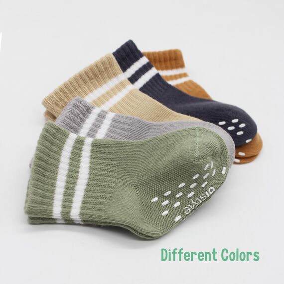 Baumwolle 5 Paar Baby Rutschfest Socken In Geschenkbox für Neugeborene 0-6 Monate bis 3 Jahre Nahtlos Socken Jungen Mädchen Rutschsocken Kindersocken (DE/NL/SE/PL, Alter, 12 Monate, 24 Monate, Beige)
