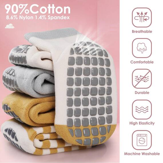Simpeak Socken Baby, ABS Socken Baby Anti Rutsch, Rutschfeste Babysocken Junge Mädchen, Stoppersocken Baby 0-12 Monate, Dicker Herbstwinter, S, Set 6
