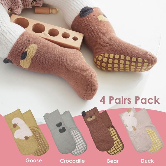 Simpeak Socken Baby, ABS Socken Baby Anti Rutsch, Rutschfeste Babysocken Junge Mädchen, Stoppersocken Baby 0-12 Monate, Dicker Herbstwinter, S, Set 7