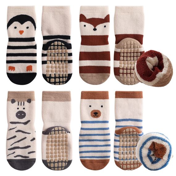 Simpeak Socken Baby, ABS Socken Baby Anti Rutsch, Rutschfeste Babysocken Junge Mädchen, Stoppersocken Baby 0-12 Monate, Dicker Herbstwinter, S