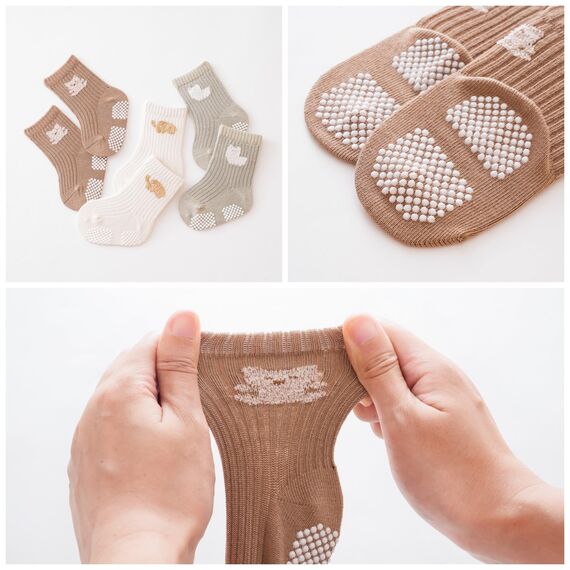 J Poqobog Rutschfeste Socken für Baby Mädchen Jungen 9 Paar Kinder Anti Rutsch abs Socken Sportsocken Stoppersocken (12-24 Monate,Mädchen-9P)