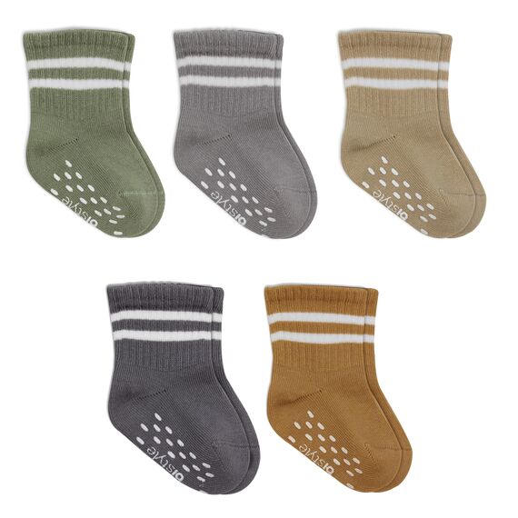 Baumwolle 5 Paar Baby Rutschfest Socken In Geschenkbox für Neugeborene 0-6 Monate bis 3 Jahre Nahtlos Socken Jungen Mädchen Rutschsocken Kindersocken (DE/NL/SE/PL, Alter, 12 Monate, 24 Monate, Beige)
