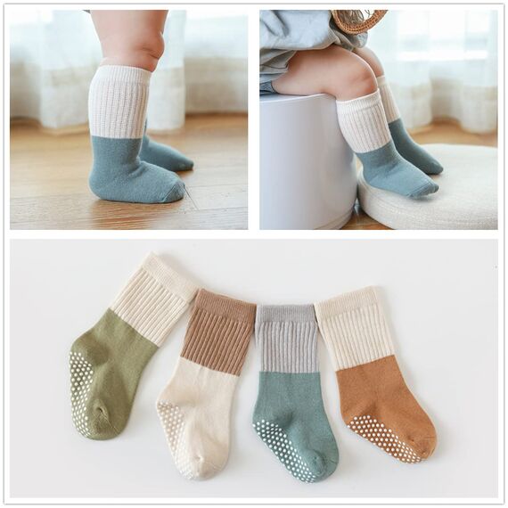 J Poqobog Kleinkind Baby Mädchen Jungen Socken stoppersocken kinder abs rutschfeste kindersocken für Baby antirutschsocken 8Paar (DE/NL/SE/PL, Alter, 6 Monate, 12 Monate, Blau 8 Paar)
