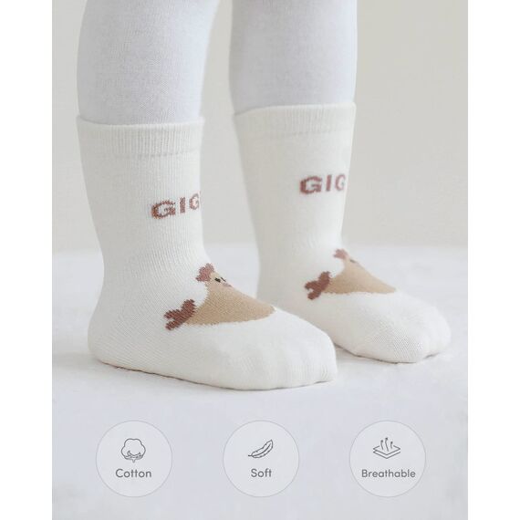 Adorel Baby Stoppersocken Baumwolle Antirutsch Krabbelsocken ABS Socken 6er-Pack Natur 3-5 Jahre (Herstellergröße L)