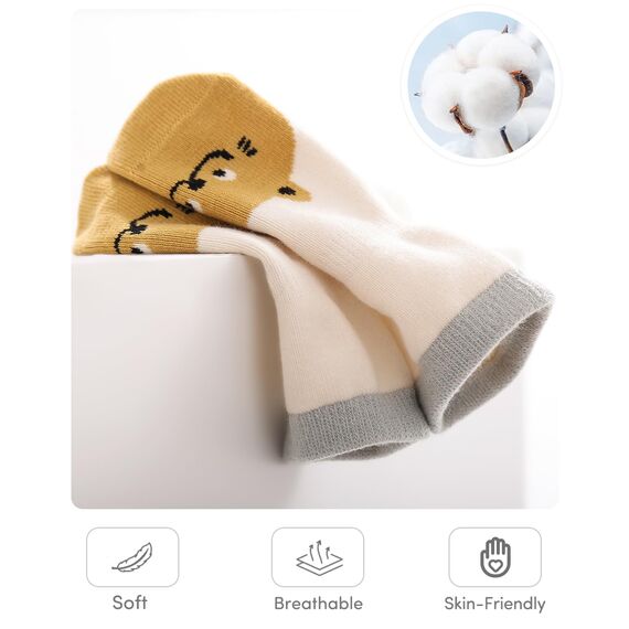 Adorel Baby Stoppersocken Baumwolle Antirutsch Krabbelsocken ABS Socken 6er-Pack Süßer Traum 0-12 Monate (Herstellergröße S)