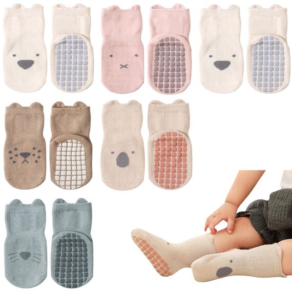 Adorel Baby Stoppersocken Baumwolle Antirutsch Krabbelsocken ABS Socken 6er-Pack Tiere 3-5 Jahre (Herstellergröße L)