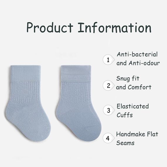 QIYIENDIAN 5 Paare Kleinkind Crew Socken weiche Baumwolle Socken elastische Baby solide Farben für Kinder Jungen Mädchen（White,5-8Y