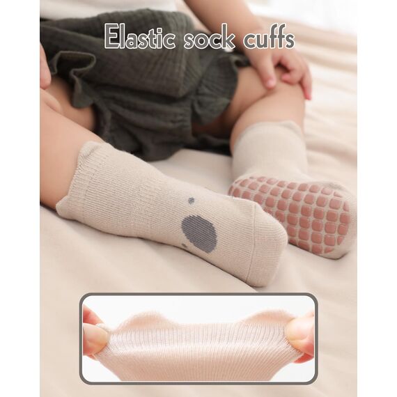 Kyopp 5 Paar Socken Baby Kleinkinder ABS rutschfeste Socken Tiermotive Socken Animals Baumwolle Socken Crew Socks
