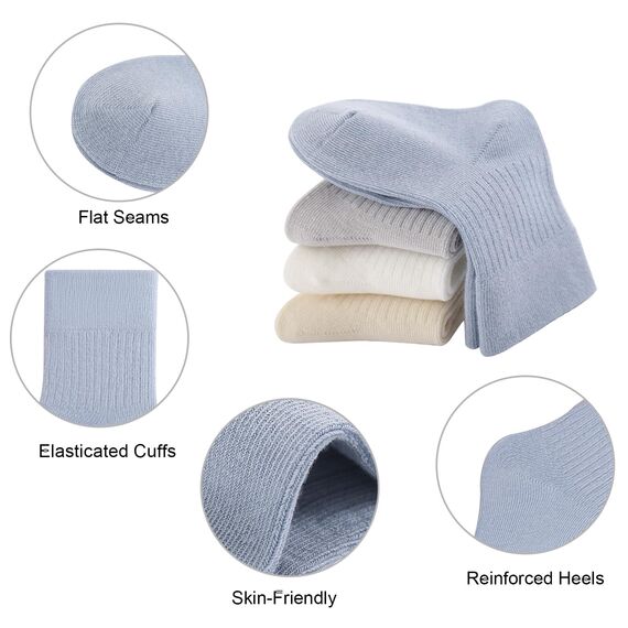 QIYIENDIAN 5 Paare Kleinkind Crew Socken weiche Baumwolle Socken elastische Baby solide Farben für Kinder Jungen Mädchen（White,3-5Y