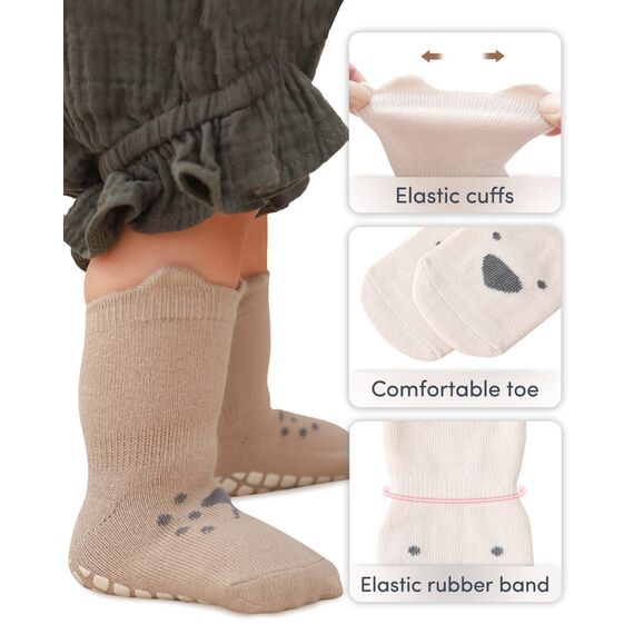 Adorel Baby Stoppersocken Baumwolle Antirutsch Krabbelsocken ABS Socken 6er-Pack Tiere 3-5 Jahre (Herstellergröße L)