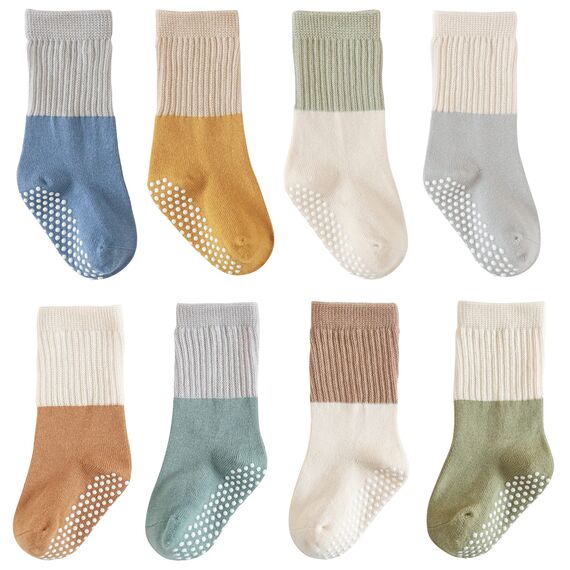 J Poqobog Kleinkind Baby Mädchen Jungen Socken stoppersocken kinder abs rutschfeste kindersocken für Baby antirutschsocken 8Paar (DE/NL/SE/PL, Alter, 6 Monate, 12 Monate, Blau 8 Paar)