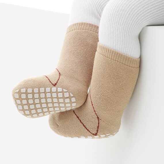 Exemaba Baby Socken Anti Rutsch Dicke - 5 Paar Winter Warme Kleinkinder Rutschsocken Krabbelsocken für Mädchen Jungen(E1,L/3-5 Jahre)