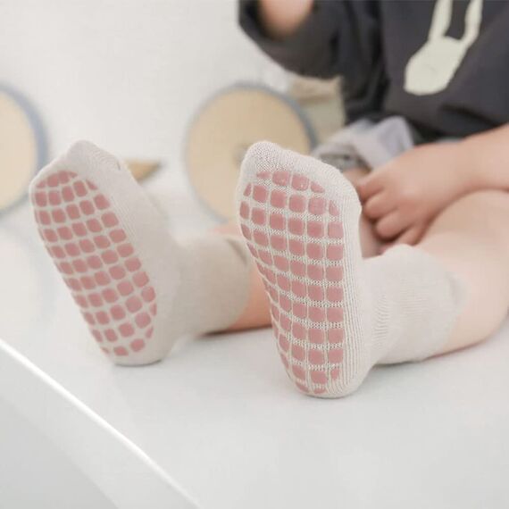 FedMois 5er Pack Baby Kleinkinder ABS rutschfeste Socken Sneaker Socken Tiermotive Baumwolle, Mehrfarbig, 3-5 Jahre