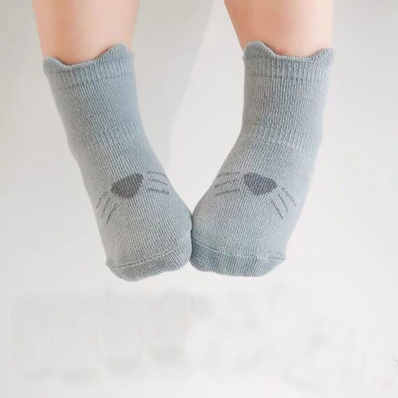 FedMois 5er Pack Baby Kleinkinder ABS rutschfeste Socken Sneaker Socken Tiermotive Baumwolle, Mehrfarbig, 5-7 Jahre