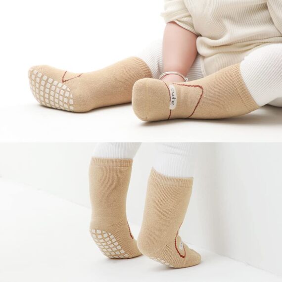 Exemaba Baby Socken Anti Rutsch Dicke - 5 Paar Winter Warme Kleinkinder Rutschsocken Krabbelsocken für Mädchen Jungen(E1,L/3-5 Jahre)