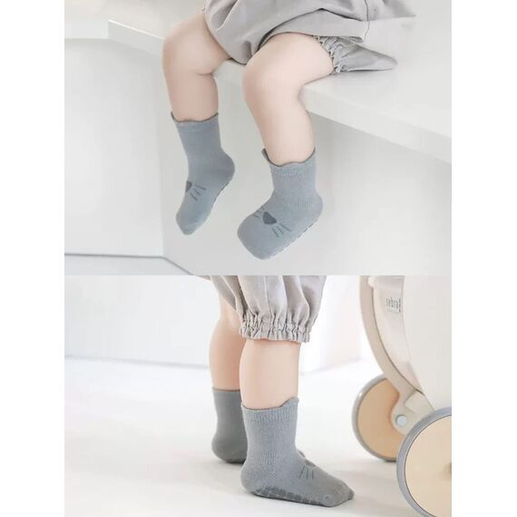 FedMois 5er Pack Baby Kleinkinder ABS rutschfeste Socken Sneaker Socken Tiermotive Baumwolle, Mehrfarbig, 0-1 Jahr