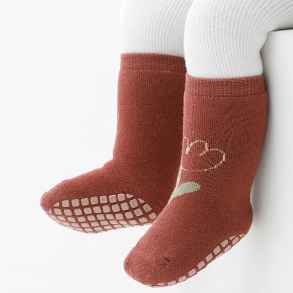 Exemaba Baby Socken Anti Rutsch Dicke - 5 Paar Winter Warme Kleinkinder Rutschsocken Krabbelsocken für Mädchen Jungen(E1,L/3-5 Jahre)