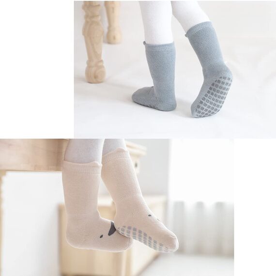 Exemaba Baby Socken Anti Rutsch Dicke - 5 Paar Winter Warme Kleinkinder Rutschsocken Krabbelsocken für Mädchen Jungen(A1,L/3-5 Jahre)
