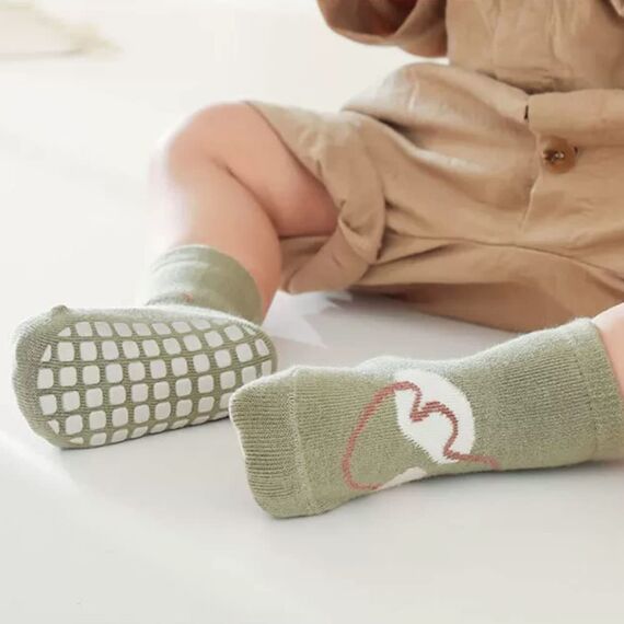 FedMois 5er Pack Baby Kleinkinder ABS rutschfeste Socken Sneaker Socken Tiermotive Baumwolle, Hähnchen, 5-7 Jahre