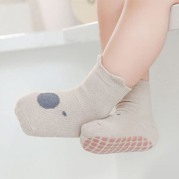 FedMois 5er Pack Baby Kleinkinder ABS rutschfeste Socken Sneaker Socken Tiermotive Baumwolle, Mehrfarbig, 5-7 Jahre