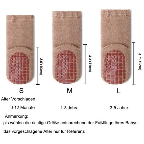 Exemaba Baby Socken Anti Rutsch Dicke - 5 Paar Winter Warme Kleinkinder Rutschsocken Krabbelsocken für Mädchen Jungen(E1,L/3-5 Jahre)