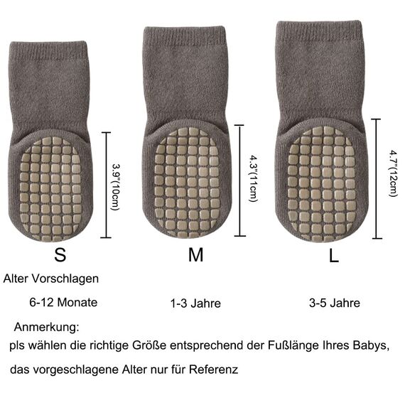 Exemaba Baby Socken Anti Rutsch Dicke - 5 Paar Winter Warme Kleinkinder Rutschsocken Krabbelsocken für Mädchen Jungen(C1,M/1-3 Jahre)