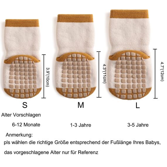 Exemaba Baby Socken Anti Rutsch Dicke - 5 Paar Winter Warme Kleinkinder Rutschsocken Krabbelsocken für Mädchen Jungen(B1,L/3-5 Jahre)