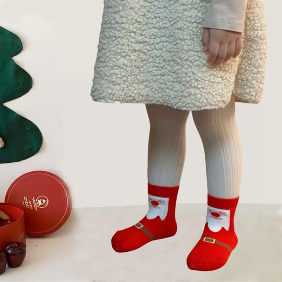 FedMois 5er Pack Baby Kleinkinder ABS rutschfeste Socken Sneaker Socken Tiermotive Baumwolle, Weihnachten, 3-5 Jahre
