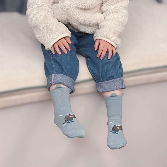 FedMois 5er Pack Baby Kleinkinder ABS rutschfeste Socken Sneaker Socken Tiermotive Baumwolle, Dinosaurier, 3-5 Jahre