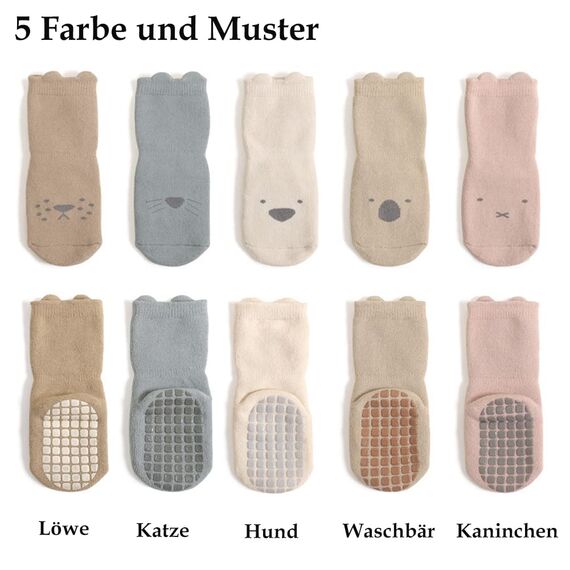 Exemaba Baby Socken Anti Rutsch Dicke - 5 Paar Winter Warme Kleinkinder Rutschsocken Krabbelsocken für Mädchen Jungen(A1,L/3-5 Jahre)