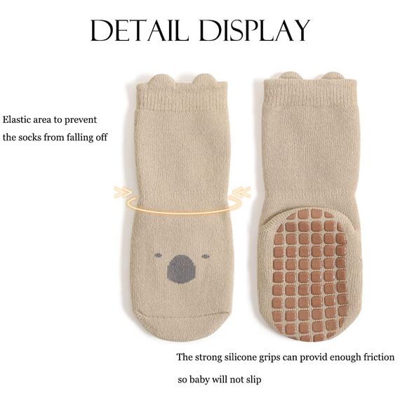 Exemaba Baby Socken Anti Rutsch Dicke - 5 Paar Winter Warme Kleinkinder Rutschsocken Krabbelsocken für Mädchen Jungen(A1,L/3-5 Jahre)