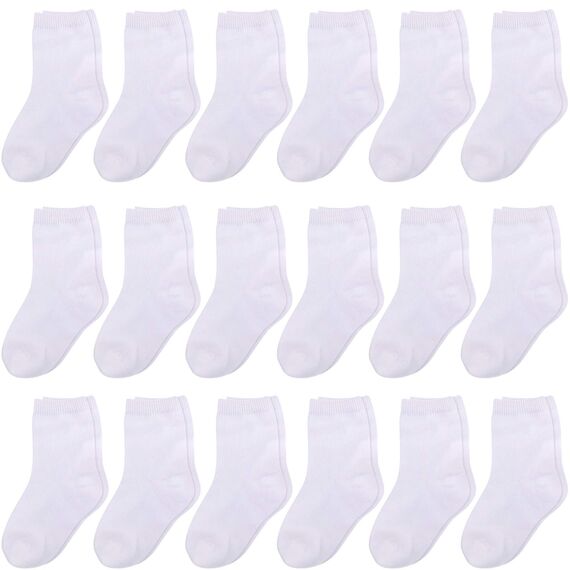 Duufin 18 Paar Kinder Socken Baby Socken Kleinkindsocken Baumwolle Söckchen Jungen Socken, Weiß, 4-6 Jahre