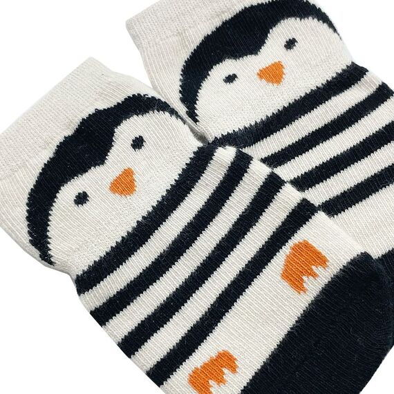 FedMois 5er Pack Baby Kleinkinder ABS rutschfeste Socken Sneaker Socken Tiermotive Baumwolle, Pinguin, 1-3 Jahre